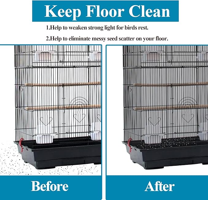 ASOCEA Large Bird Cage Seed Cather,Bird Cage Cover Adjustable Soft Airy Skirt Guard Birdcage Nylon Mesh Net for Parrot Parakeet Macaw African Round Square Cages Cover (118 * 31.5in/300 * 80cm) (Black)