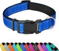 Reflective Dog Collar, Adjustable Soft Neoprene Padded Nylon Pet Collars with Buckle for Puppy and Small Dogs, Cats, Navy Blue,XS