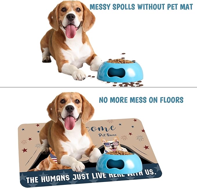 Personalized Dog Cat Mat with Name Photo Custom Placemat Feeding Mats for Food and Water Customized Non-Slip Waterproof Doormat for Bowls Outdoor Indoor Floors Gifts for Pet Owner