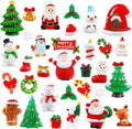 DIYDEC 32Pcs Christmas Miniature Figurines, Mini Resin Figurines to Hide Small Resin Santa Claus Snowman Xmas Trees Animals for Xmas Goodie Bag Fillers Winter New Year Holiday Party Favors Decorations