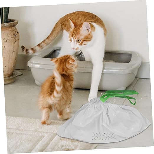 7pcs Cat Litter Filtering Bag White Cat Waste Filter Pouch for Easy Cleanup Litter Supplies for Pet Owners