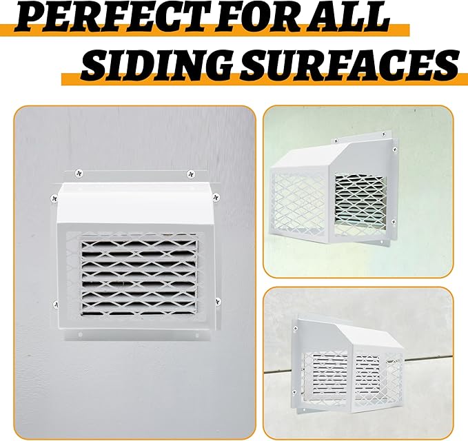 Universal Dryer Exhaust Guard Vent Cover Outside, 7"x7"x5" Heavy Futy Ventilation Bird Cage to Prevents Birds and Rodents from Entering Exhaust for Most 3" to 4" Bathroom Exhaust Ventilation Fan