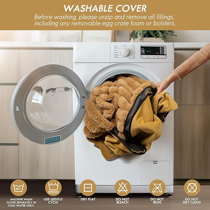 ClevaHome Comfort Orthopedic Dog Sofa Bed for Small Dogs and Cats – Water-Resistant, Washable Cover & Nonslip Bottom, Orthopedic Egg-Crate Foam Design