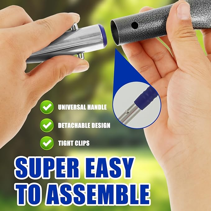Pooper Scooper for Dogs, Dog Pooper Scooper Long Handle, Height Adjustable Pet Pooper Scooper, Poop Scoop Shovel, Detachable Rake and Tray Set Pet Waste Removal on Grass Dirt and Gravel
