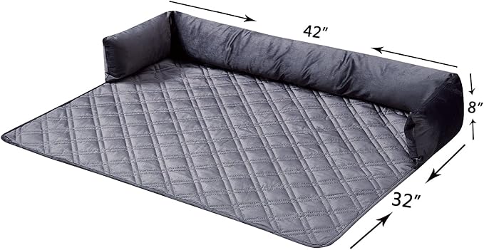 Brilliant Sunshine Premium Calming Dog Bed Mat, Silky Velvet, Removable Washable Cover, Cushion Protector and Couch Covers for Dogs, Pets, Cats, Large, Grey