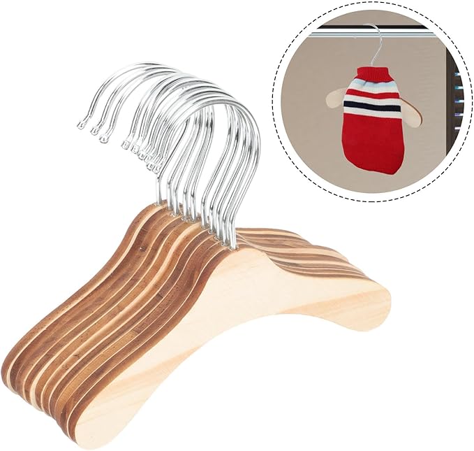 Wooden Dog Hangers 8.66 Inch Small Pet Hangers Wear-Resistant Solid Wood for Dogs and Cats Household Pet Accessory