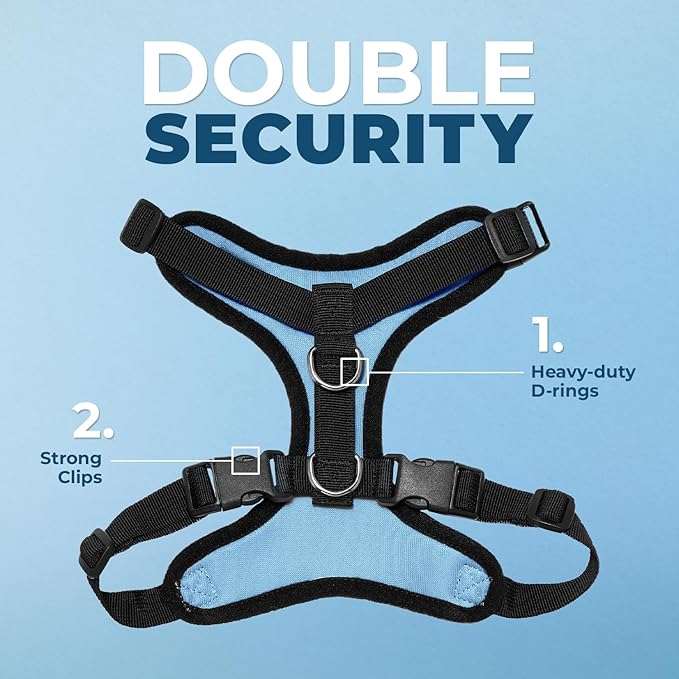 Voyager Step-in Pet Harness - All Weather Mesh, Adjustable Step in Harness for Cats and Dogs by Best Pet Supplies - Baby Blue/Black Trim, L