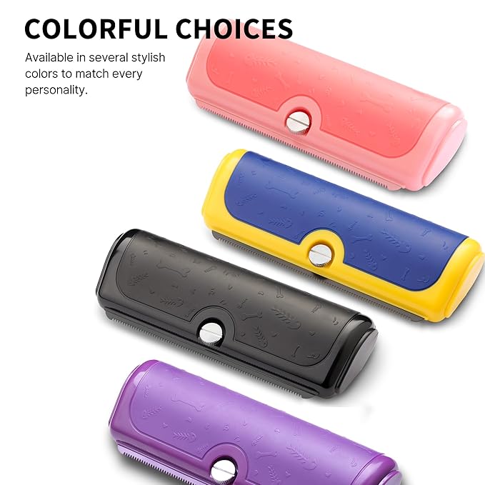 Multi-Pet Deshedding Brush & Shedding Blade for Dogs & Cats, Undercoat Grooming Tool for Short & Medium Fur and Double Coats, Replaceable Metal Blade, Ergonomic Handle, Purple