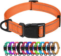 TagME Reflective Nylon Dog Collars, Adjustable Classic Pet Collar with Quick Release Buckle for Small Dogs, Orange, 5/8" Width
