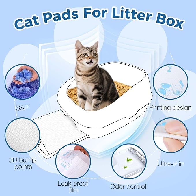 Cat Pads 25 ct Super Absorbent Pet Pee Pads Compatible with Tidy Cats Breeze Litter System 16.9x11.4 Inch Litter Pad for Litter Box