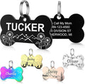YEHANTI Dog Tags Personalized for Pets with Name Pattern Art Design - Engraved with Laser - Stainless Steel Cats Dogs ID Tags - Stylish Dog Collar Accessories (Bone)
