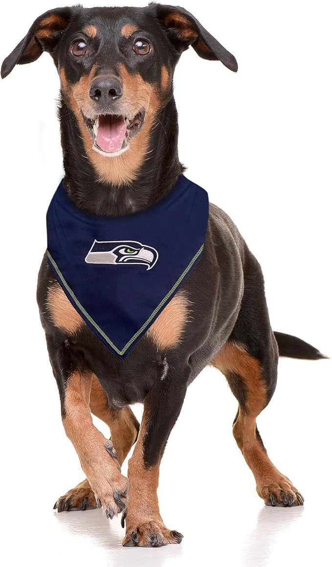 NFL Seattle Seahawks TIE Bandana, Large/X-Large. Dog Bandana Scarf Bib for Pet Cat Dog. The Ultimate Game-Day, Party Bandana