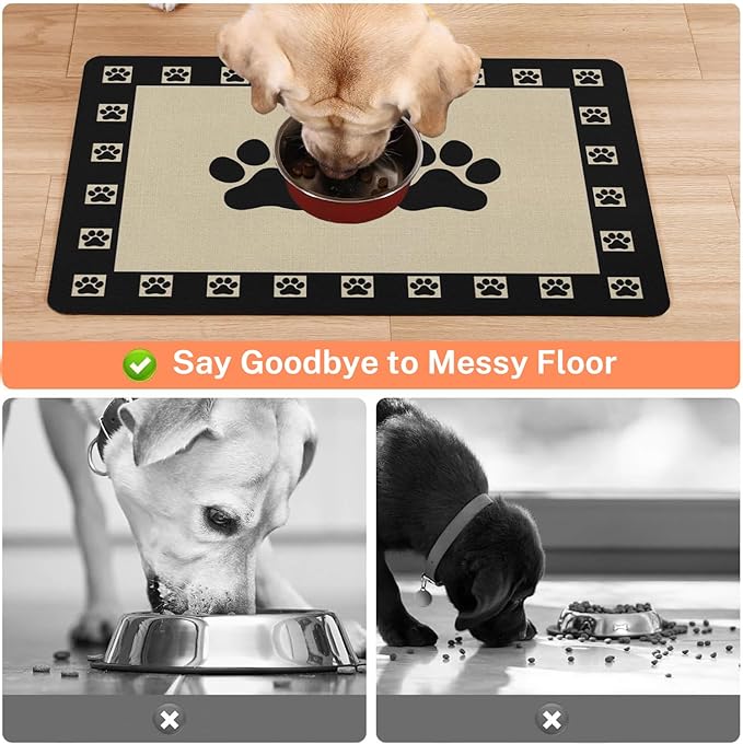 Absorbent Pet Dog Bowl Mat for Food and Water, Pet Cat Food Feeding Mat with Non Slip Rubber Backing, Dog Food Mats for Floors Waterproof, 24"x32"