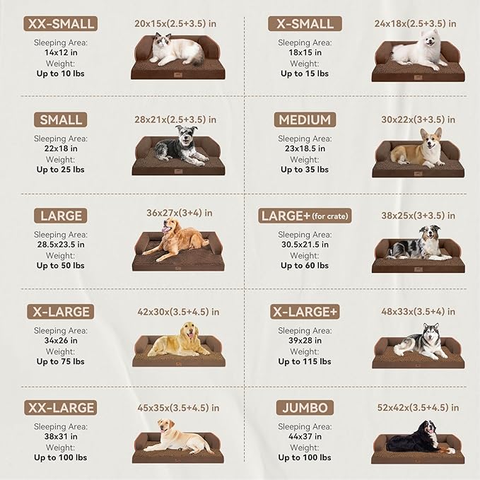 Dog Bed Large Sized Dogs-Orthopedic Waterproof Bed for Dogs,Large Dog Beds with Washable Removable Cover & Non-Slip Bottom