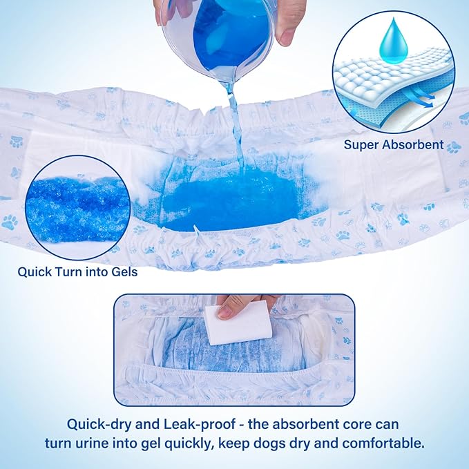 Pet Soft Disposable Male Dog Wraps - Dog Diapers for Male Dogs, Puppy Diapers 12pcs Small
