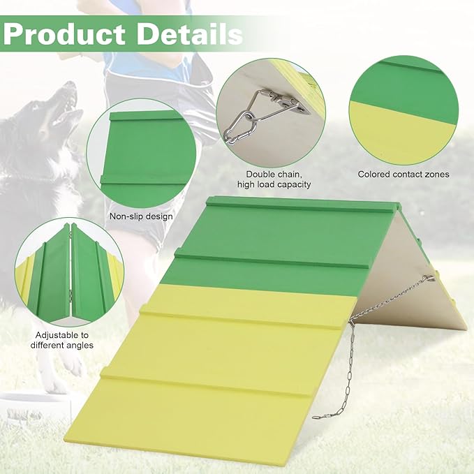 Dogs Agility A-Frame 74.8 x 18.9 Inch Dog Agility Equipment A-Frame Agility Training Equipment Dog Non-Slip Agility Course Equipment for Dogs Jumping Outdoor Dog Pet Ramp Climbing Playground