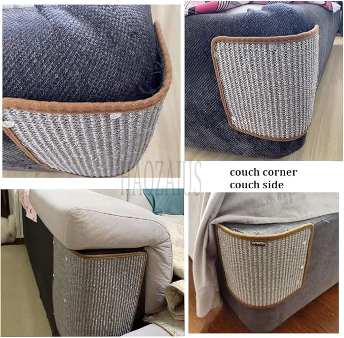 2PCS Cat Scratcher Mat Sofa Protector Natural Sisal Cat Scratching Mat Cat Scratch Couch Cover Grinding Claws Couch Guard Pad (11.8"x7.9" Gray)