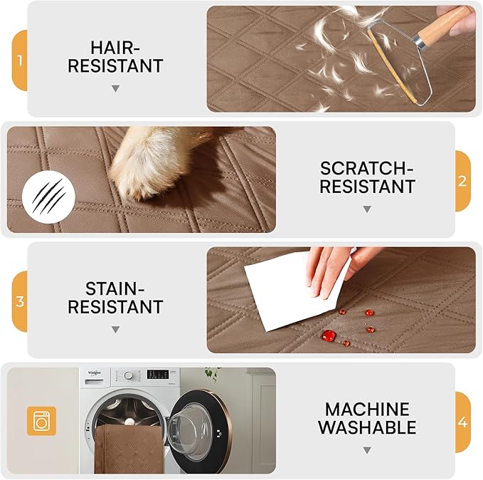 Luciphia 100% Waterproof Couch Cover Blanket for Dogs Anti-Slip Pet Couch Protector Sofa Mat Puppy Cat Blanket with Non-Slip Bottom, Light Brown Khaki, 30x70 Inch