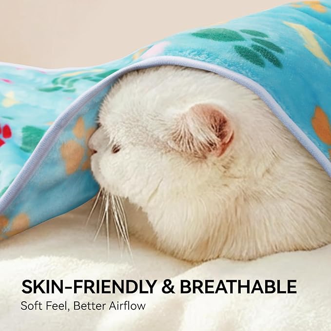 LINENLUX 1 Pack 3 Blankets Super Soft Fluffy Premium Fleece Dog Blankets for Puppy Cat Pet Blanket Flannel Throw Warm Sleep Bones and Claws 23x16 inches
