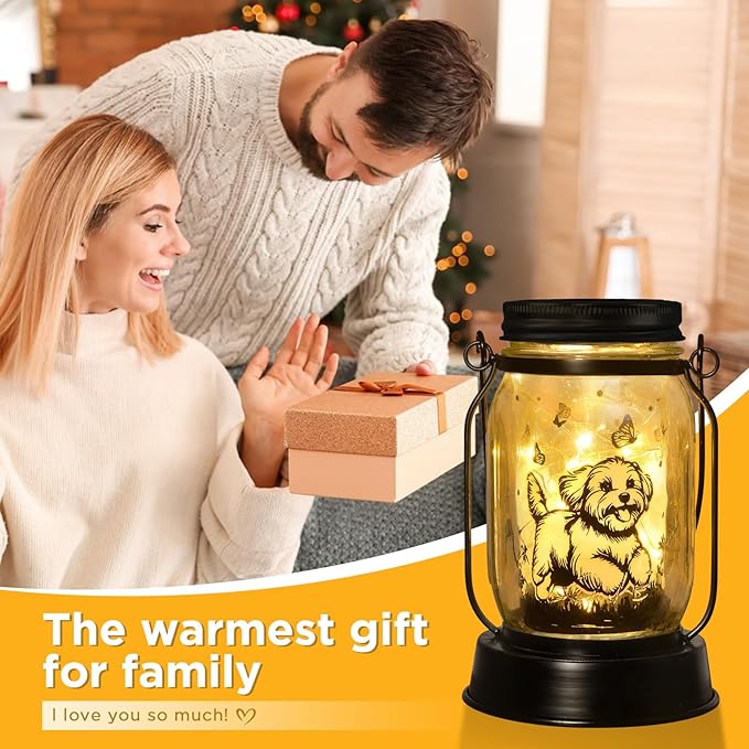 kyoryuger Maltese Dog Gifts for Women/Men Maltese Solar Lanterns Birthday Dog Lovers Lantern Pet Loss Dog Memorial Lights Solar Garden Decoration for Yard, Patio,Backyard,Porch Torches Light