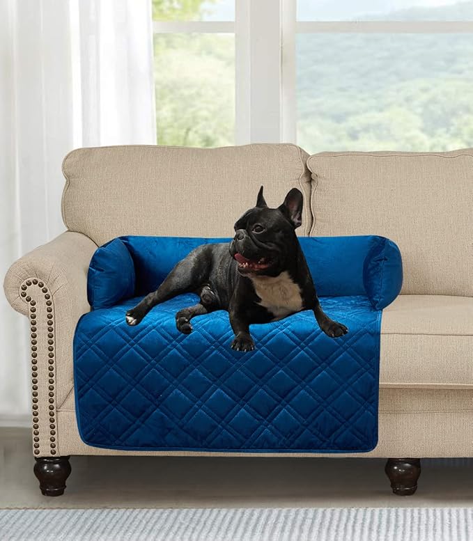 Brilliant Sunshine Premium Calming Dog Bed Mat, Silky Velvet, Removable Washable Cover, Cushion Protector and Couch Covers for Dogs, Pets, Cats, Medium, Dark Blue