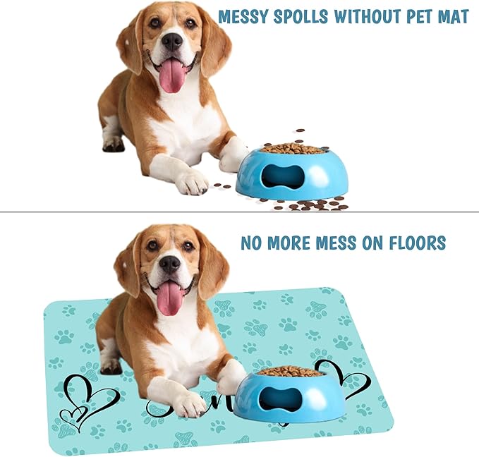 Personalized Dog Cat Mat with Name Photo Custom Placemat Feeding Mats for Food and Water Customized Non-Slip Waterproof Doormat for Bowls Outdoor Indoor Floors Gifts for Pet Owner