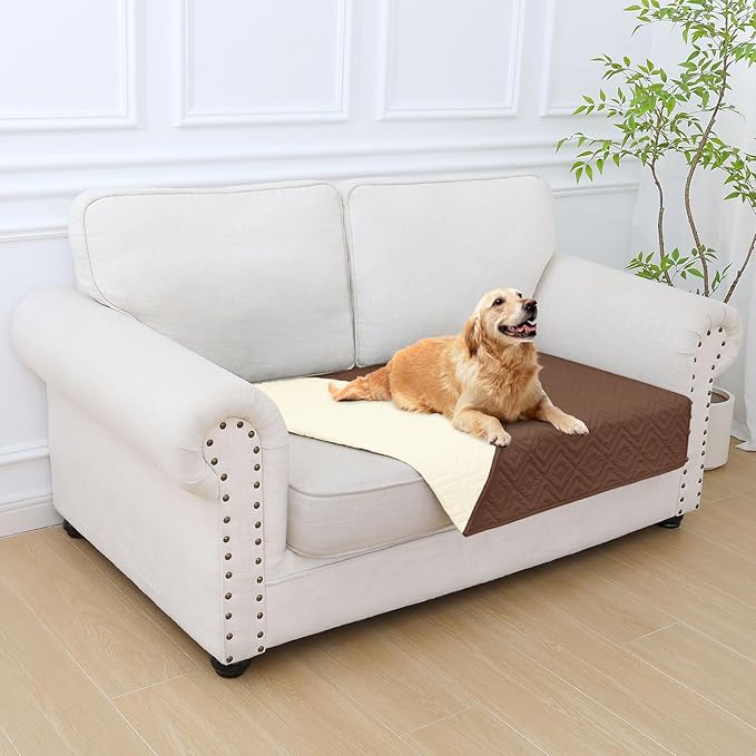 hyha Waterproof Dog Blanket, Soft Dog Bed Cover Pet Blankets, Waterproof Sofa Couch Cover for Dogs Washable, Reversible Pet Couch Covers for Sofa Furniture (30x53 Inch, Brown/Beige)