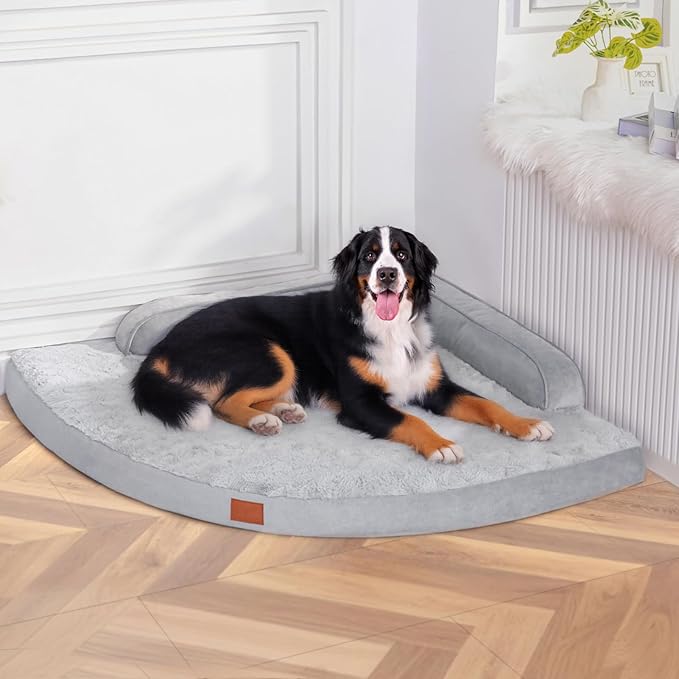 Large Orthopedic Dog Bed with Sides XXXL Dog Beds with Removable Washable Cover Non-Slip Waterproof Pet Bed for Extra Large Dogs - Grey XXXL
