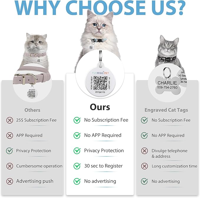 Cat Collar Breakaway with QR Code Name Tag, Reflective Kitten Collars with Bell, Cat ID Tag Personalized, Ultra-Durable, Adjustable, Quick Release, Fits Most Girl Boy Small Large Cats (8''-13.3'')