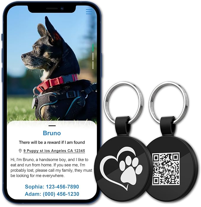MYLUCKYTAG QR Code Pet ID | Personalized Dog & Cat Collar Tag | Online Profile with Instant Scanned Location Alert Email