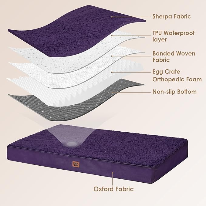 EHEYCIGA Orthopedic Medium Dog Beds for Small Dogs with Removable Washable Cover for Crate, Purple, 30x20