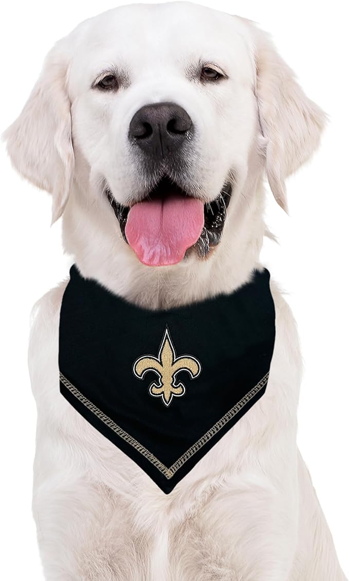 Pets First NFL New Orleans Saints TIE Bandana, Size Large/X-Large. Dog Bandana Scarf Bib for Pet Cat Dog. The Ultimate Game-Day, Party Bandana