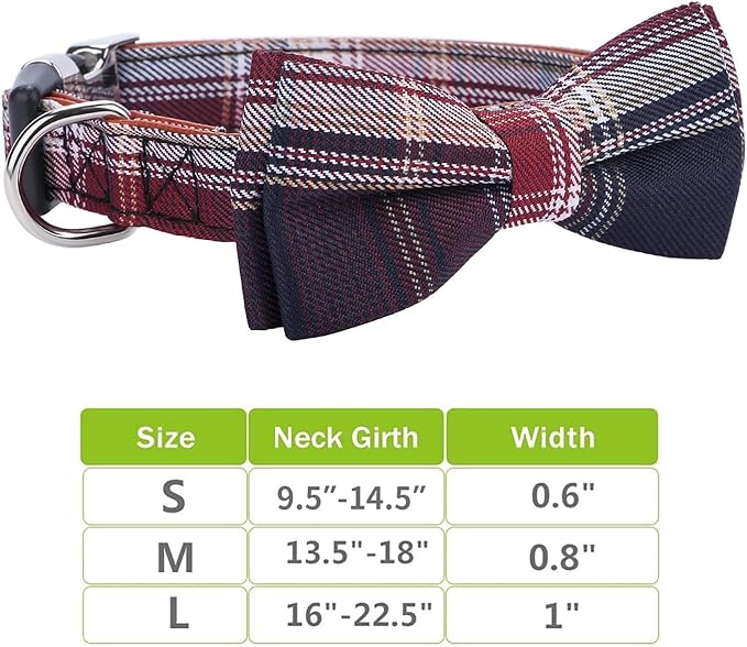 Faleela Soft &Comfy Bowtie Dog Collar,Detachable and Adjustable Bow Tie Collar,for Small Medium Large Pet (Red and White, Medium (Pack of 1))