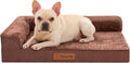 Orthopedic Dog Bed for Small and Medium Dogs, Memory Foam Pet Bed with Washable Removable Cover, Nonskid Bottom, Waterproof, for Indoor, Outdoor, Crate ＆ Car Use, 30x20x6 Inches, Brown Grey