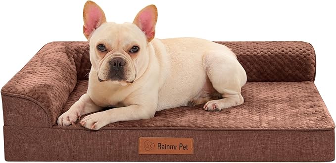 Orthopedic Dog Bed for Small and Medium Dogs, Memory Foam Pet Bed with Washable Removable Cover, Nonskid Bottom, Waterproof, for Indoor, Outdoor, Crate ＆ Car Use, 30x20x6 Inches, Brown Grey
