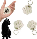 3PCS Cats & Dogs Pet Paw Print Keychain – White Leather Memorial Keychain Holds Pet Fur, Pet Lover Gift