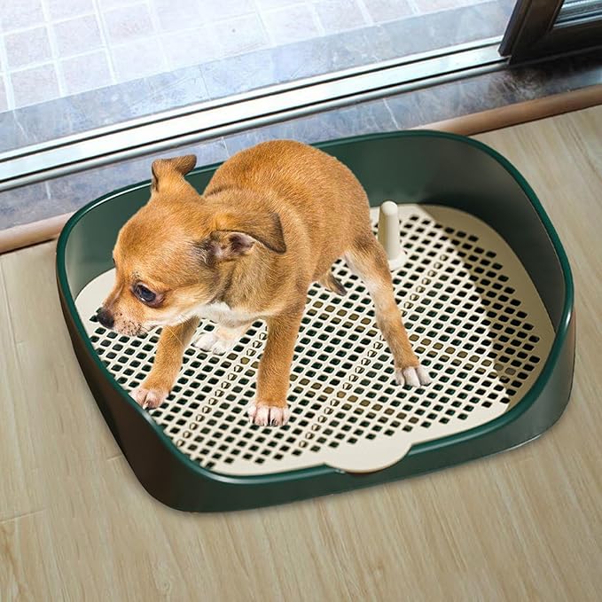 Dog Tray with Wall for Cats and Dogs, Elevated Pet Feeding Station, Wall-Mounted Pet Bowl Tray with Barrier, Multi-Level Pet Food Dispenser for Clean Feeding- Green S