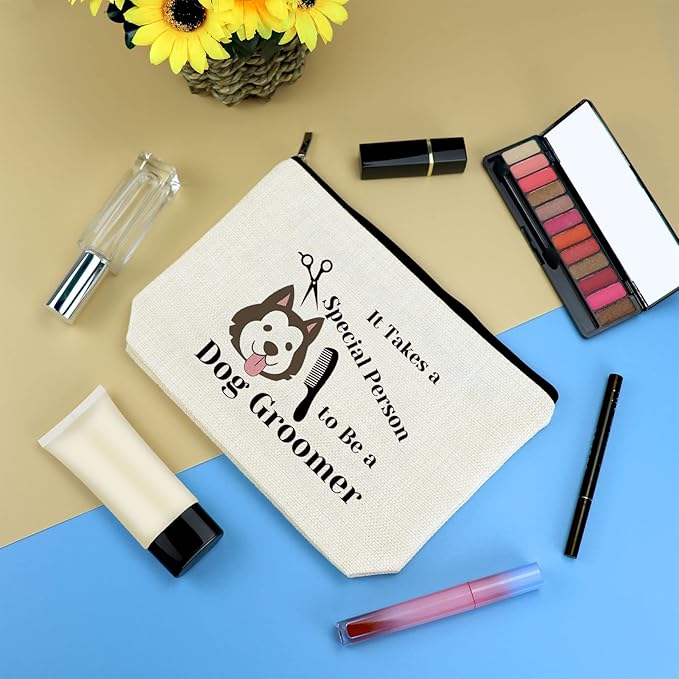 Dog Groomer Gift Makeup Bag Pet Grooming Gifts Cosmetic Bag Dogs Hairdresser Hair Stylist Gifts Dog Groomer Appreciation Thank You Gift Birthday Christmas Graduation Present for Dogs Owner Lover