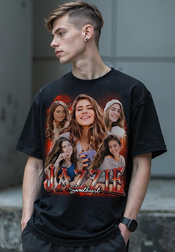 Custom Bootleg Rap Shirt with Photo Text, Vintage Custom Picture Shirt for Girlfriend, Boyfriend, Dad, Mom, Pet Lover Friend
