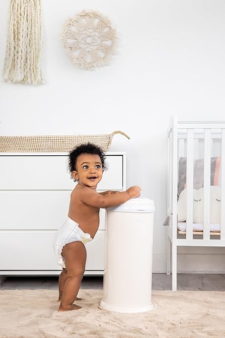 Ubbi Steel Diaper Pail, Odor Locking, No Special Bag Required, Award-Winning, Registry Must-Have, Ivory