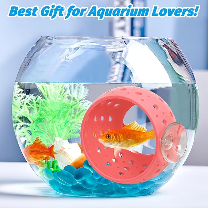 Fhiny Betta Tunnel, Aquarium Betta Fish Hideout with Suction Cup Fish Tank Tunnel Shrimp Cave Aquarium Decor Fish Tank Accessories for Small Fish Shrimp Betta Guppy Hiding Resting (Pink)