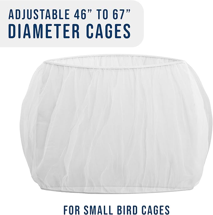 Universal Bird Cage Seed Catcher Universal Mesh Skirt Cover Stretchy Small Animal Cages Cover Pet Removable Durable Protector (White, Small)