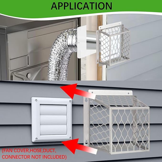 Dryer Exhaust Guard Vent Cover,Dryer Vent Bird Guard for Most 3" to 4" Fan Cover, 7"Lx7"Wx5"H Stainless Steel Ventilation Bird Cage for Bathroom Exhaust Ventilation Fan,2PCS