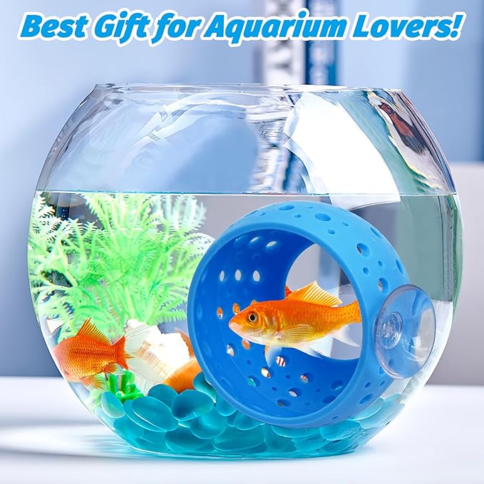 Fhiny Betta Tunnel, Aquarium Fish Hideout with Suction Cup - Shrimp Cave Aquarium Decor for Small Fish, Shrimp, Guppy Hiding & Resting (Blue)