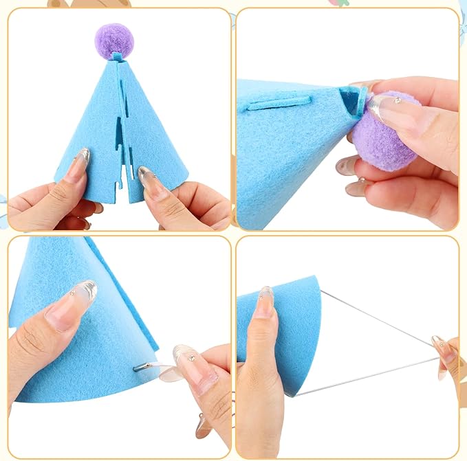10 Pcs Mini Birthday Party Hats Multicolor Lovely Cone Hats for Animals Stuffed Pets Birthday Holiday Accessories Decoration Supplies