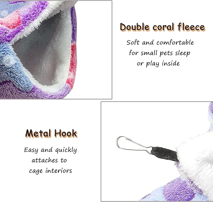 Cat Hammock for Cage, Soft Warm Hanging Bed for Kitten, Guinea Pig, Ferret, Rat, Chinchilla and Other Small Pets, Cozy Bunkbed 13.39"x13.39"