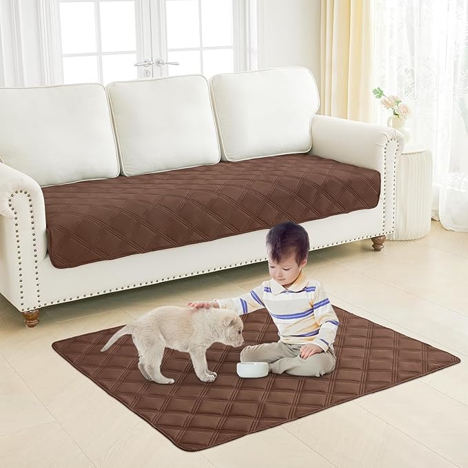 Smiry Waterproof Dog Bed Cover Blanket 40x70, Soft Reversible Pet Blanket, Washable Leakproof Cats Dogs Couch Cover for Sofa, Couch, Furniture, Brown/Brown