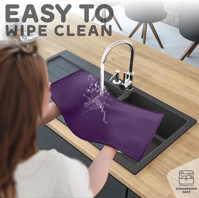 Dog Food Mat - Raised Edges Dogs Mat for Food and Water Prevent Spill, Waterproof Cat Food Mats Protect Floors, Easy Clean Dog Bowl Mats for Food and Water, Silicone Pet Food Tray