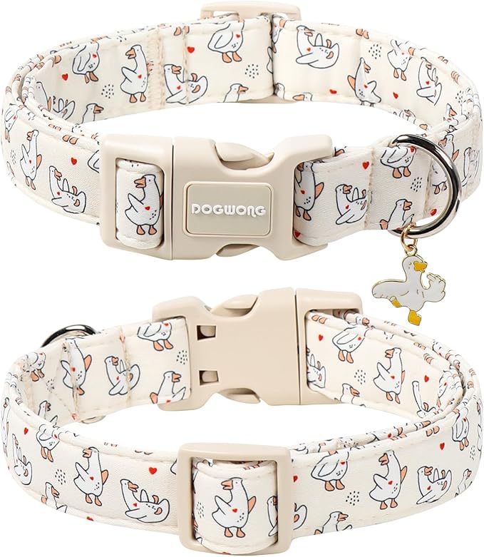 DOGWONG Goose Adjustable Pet Collar Comfortable Spring Summer Puppy Collar Cute Cotton Collars Durable Necklace Gift for Small Dogs,XS