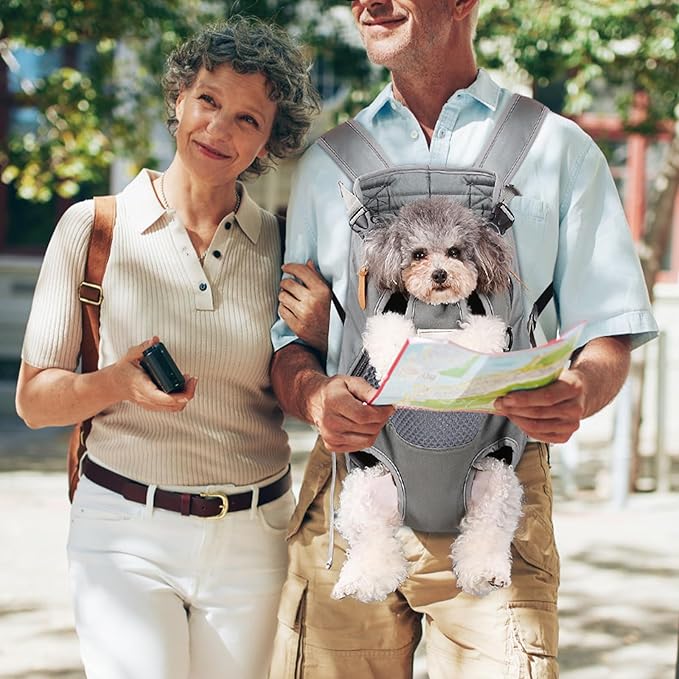 Dog Carrier Backpack, Pet Front Carrier Backpack Legs Out Dog Chest Carrier for Small Medium Dogs, Hands-Free Cat Backpack Carrier Dog Travel Backpack Airline Approved Hiking Bike Motorcycle